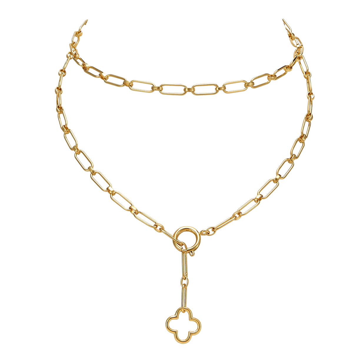 14K Yellow Gold Paper Clip Link Split Chain with End Rings for Lariat –  Bengjo