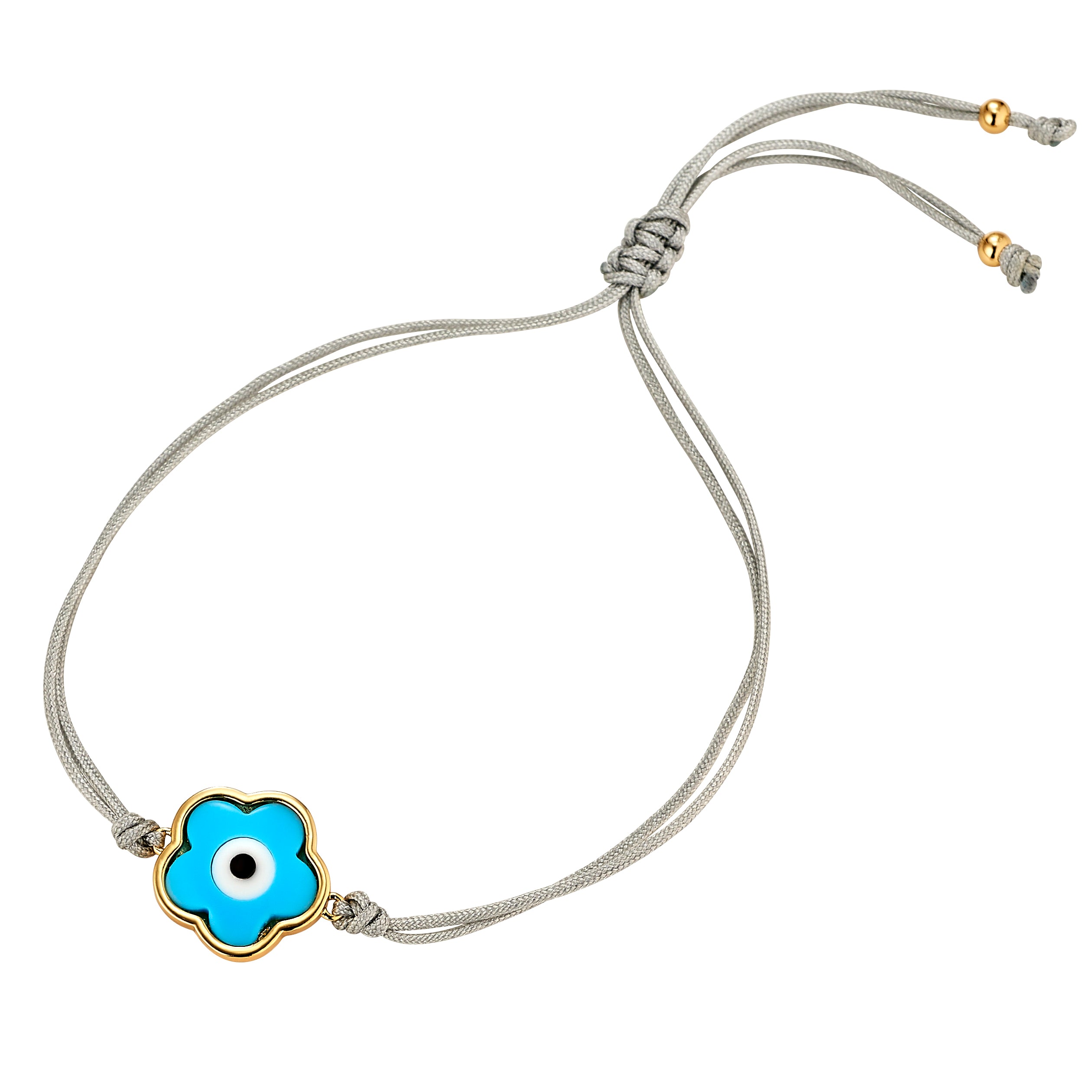 Turquoise Flower Evil Eye Bracelet - Grey