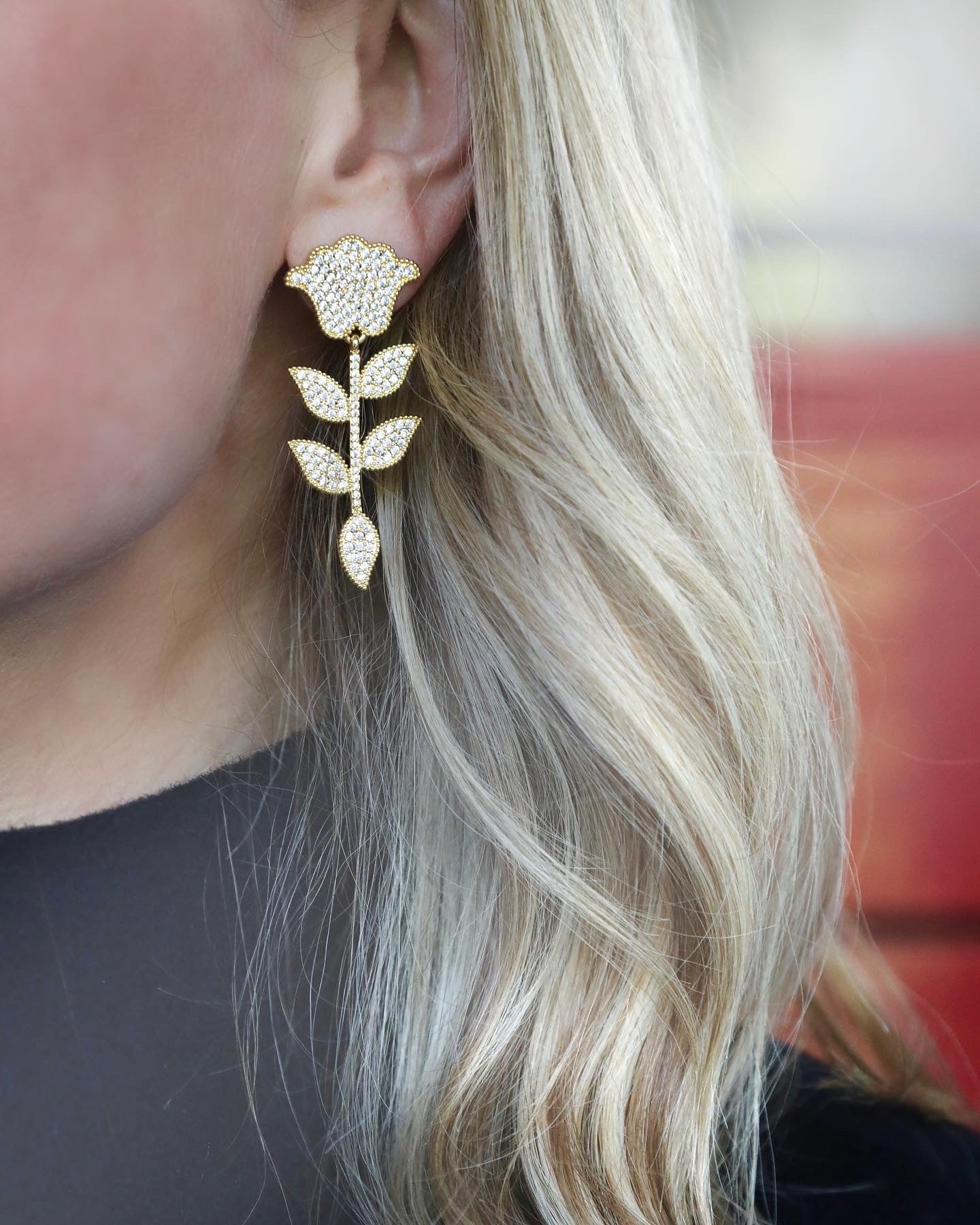 Lotus Pave Earring